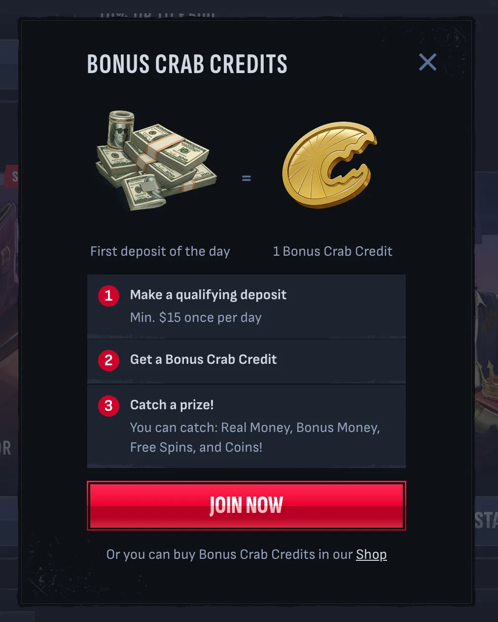 Anleitung zur interaktiven Belohnungssystem Bonus Crab im Mafia Casino